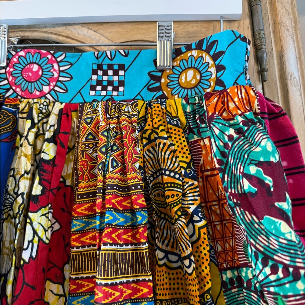 Grass Fields Cotton Colorful Patchwork Maxi Skirt - image 4